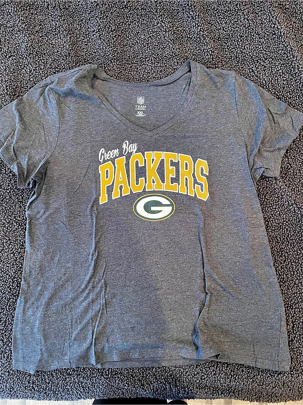 NFL Team Apparel Green Bay Packers Graphic Tee Gray & Yellow XXL
